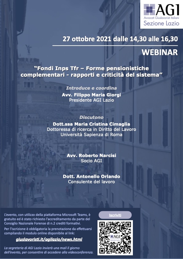 Slides presentate nel Webinar "Fondi Inps Tfr – Forme pensionistiche complementari - rapporti e criticità del sistema"